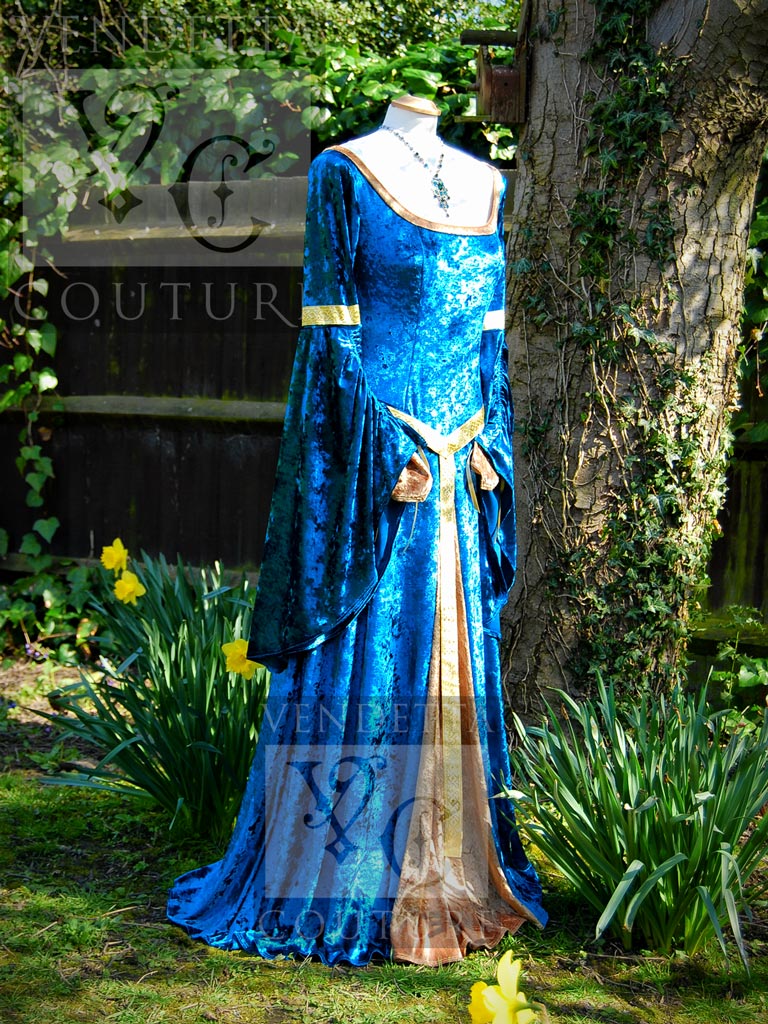 Medieval Dress Blue Gold