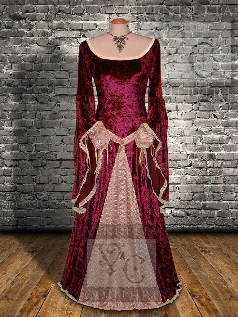 Medieval Style Dress Burgundy