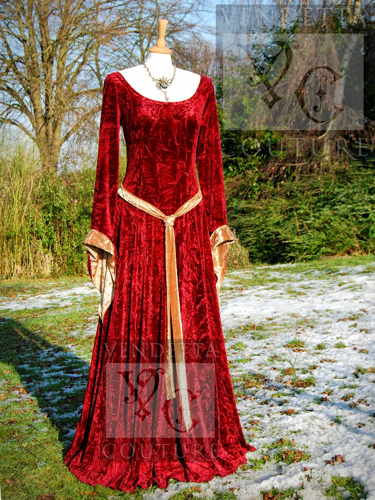 Medieval Dress Red Gold