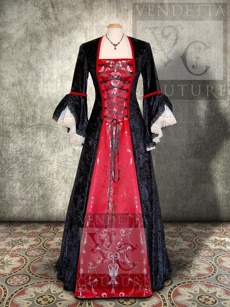 Medieval Style Dress Black Red