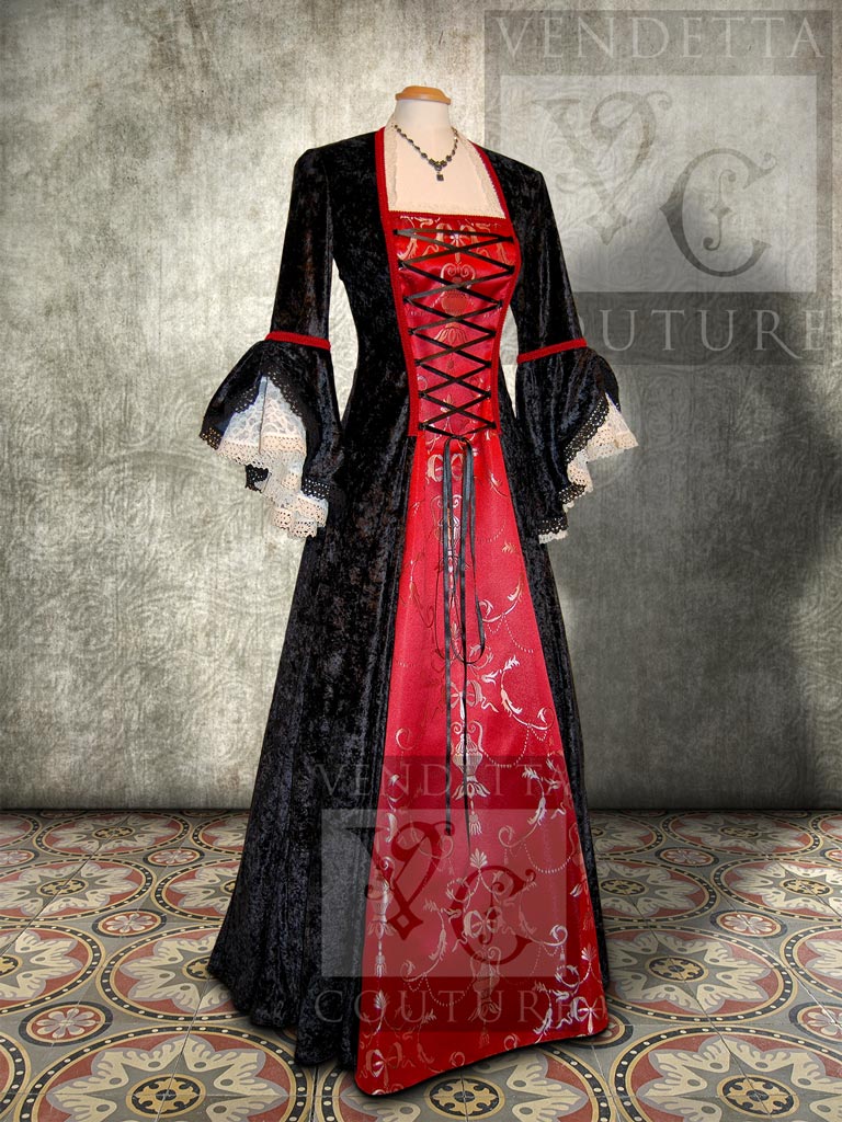 Medieval Style Dress Black Red