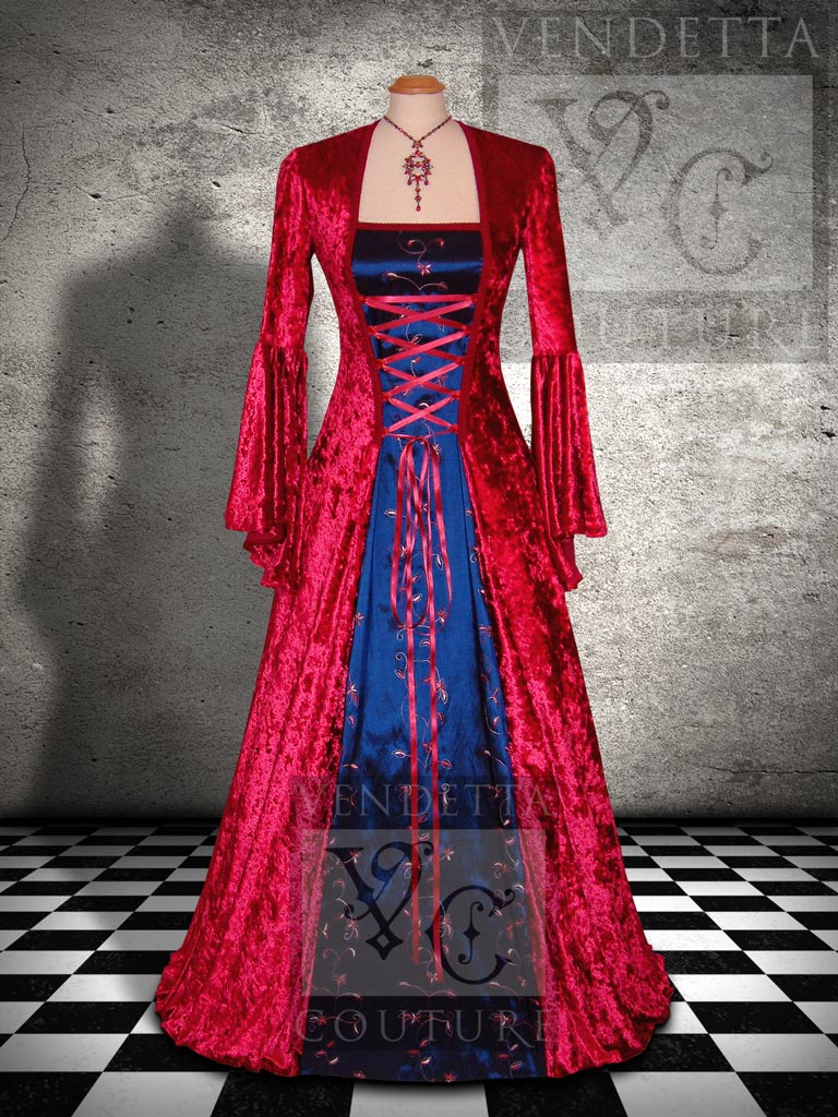Medieval Dress Red Blue