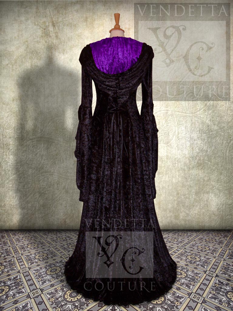 Elegant black Ballroom gown with purple glitter and accents.-International  Dance Design