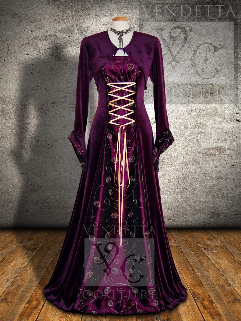 Medieval Dress with Jacket Plum Purple