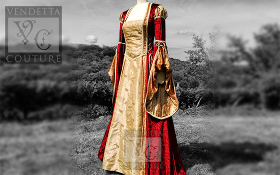 Medieval dress Red Gold