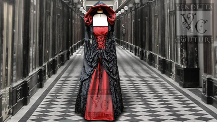 Violet-012 hooded medieval dress